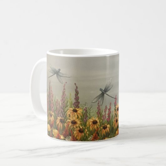 Wildblumen und Libellen Kaffeetasse (Vorderseite Links)