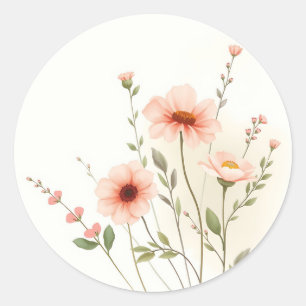Wildblumen und sanfte Leaf-Akzente Runder Aufkleber