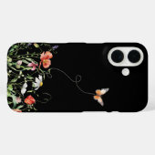 Wildblumen und Schmetterling auf Schwarz Case-Mate iPhone Hülle (Rückseite (Horizontal))