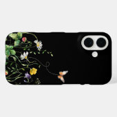 Wildblumen und Schmetterling auf Schwarz Case-Mate iPhone Hülle (Rückseite (Horizontal))