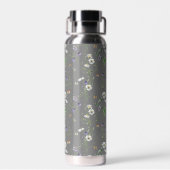 Wildblumen und Schmetterlinge auf Grau Trinkflasche (Rückseite)