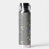 Wildblumen und Schmetterlinge auf Grau Trinkflasche (Vorne)