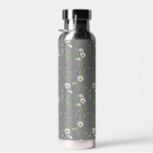 Wildblumen und Schmetterlinge auf Grau Trinkflasche (Rechts)