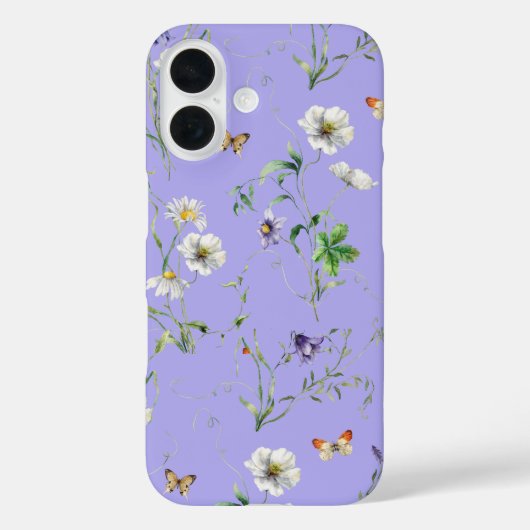 Wildblumen und Schmetterlinge auf Lavendel Case-Mate iPhone Hülle (Rückseite)