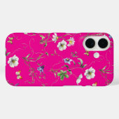 Wildblumen und Schmetterlinge auf Neon Pink Case-Mate iPhone Hülle (Rückseite (Horizontal))