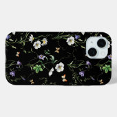 Wildblumen und Schmetterlinge auf Schwarz Case-Mate iPhone Hülle (Rückseite (Horizontal))