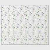 Wildblumen und Schmetterlinge auf Weiß Geschenkpapier (Flach)