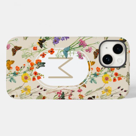 Wildblumen und Schmetterlinge Blumengarten Case-Mate iPhone Hülle (Rückseite (Horizontal))