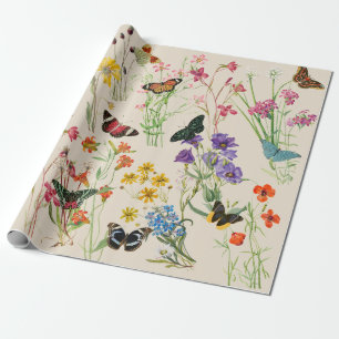 Wildblumen und Schmetterlinge Blumengarten Geschenkpapier