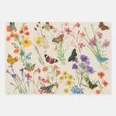 Wildblumen und Schmetterlinge Blumengarten Geschenkpapier Set (Vorderseite)