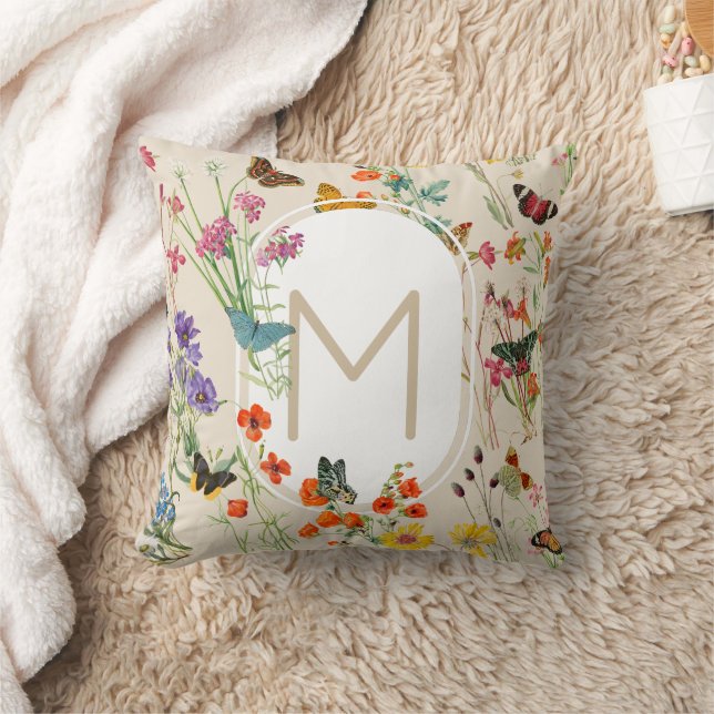 Wildblumen und Schmetterlinge Blumengarten Kissen (Decke)