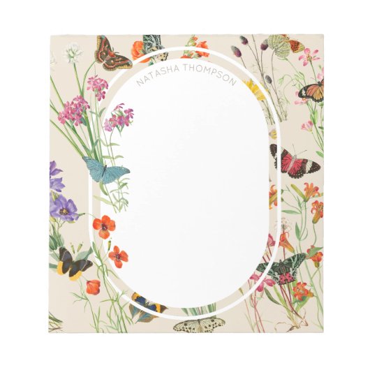 Wildblumen und Schmetterlinge Blumengarten Notizblock (Vorderseite)