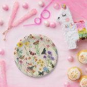 Wildblumen und Schmetterlinge Blumengarten Pappteller (Party)