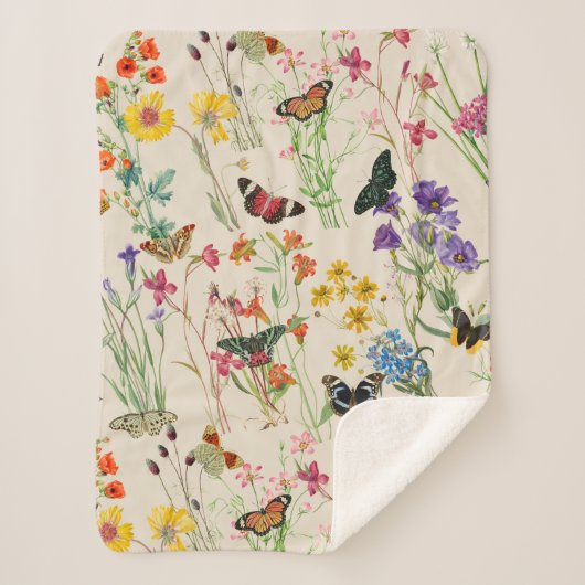 Wildblumen und Schmetterlinge Blumengarten Sherpadecke (Vorderseite)