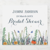 Wildblumen und Schmetterlinge Brautparty Schaumweinetikett (Einzelnes Label)