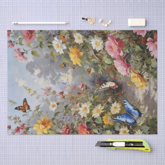 Wildblumen und Schmetterlinge Dekoupage Tissue Pap Seidenpapier (Handwerk)