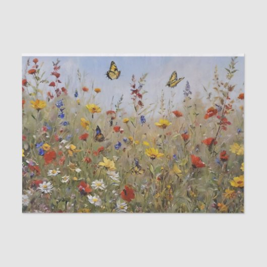 Wildblumen und Schmetterlinge Dekoupage Tissue Pap Seidenpapier (Vorderseite)