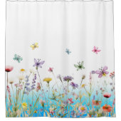 Wildblumen und Schmetterlinge Duschvorhang (Vorderseite)