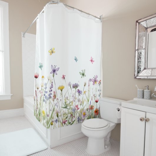 Wildblumen und Schmetterlinge Duschvorhang (Beispiel)