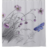 Wildblumen und Schmetterlinge Duschvorhang (Vorderseite)