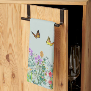 Wildblumen und Schmetterlinge Floral Geschirrtuch