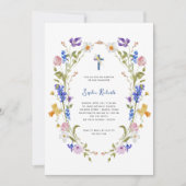 Wildblumen und Schmetterlinge | Foto zurück Taufe Einladung (Vorderseite)