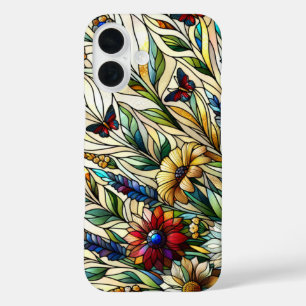 Wildblumen und Schmetterlinge für die Hartglaskons iPhone 16 Hülle