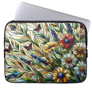 Wildblumen und Schmetterlinge für die Hartglaskons Laptopschutzhülle