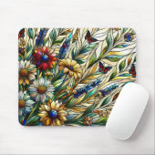 Wildblumen und Schmetterlinge für die Hartglaskons Mousepad (Mit Mouse)