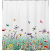 Wildblumen und Schmetterlinge Grüne Medwegeforschu Duschvorhang (Vorderseite)