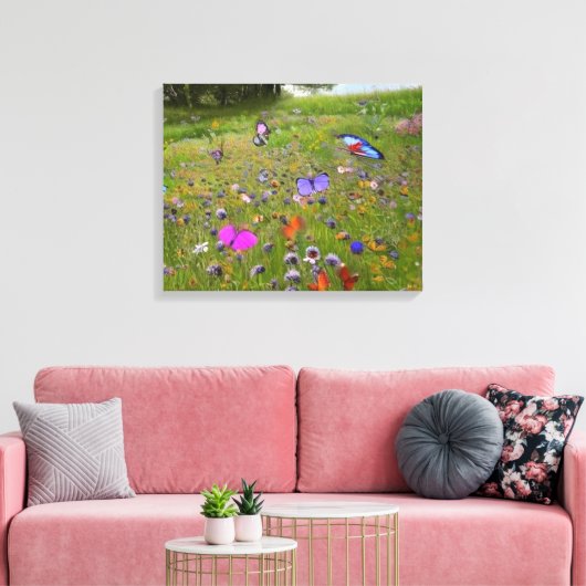 Wildblumen und Schmetterlinge im Land Leinwanddruck (Insitu (Wohnzimmer))