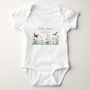 Wildblumen und Schmetterlinge Orthodoxe Taufe Baby Strampler