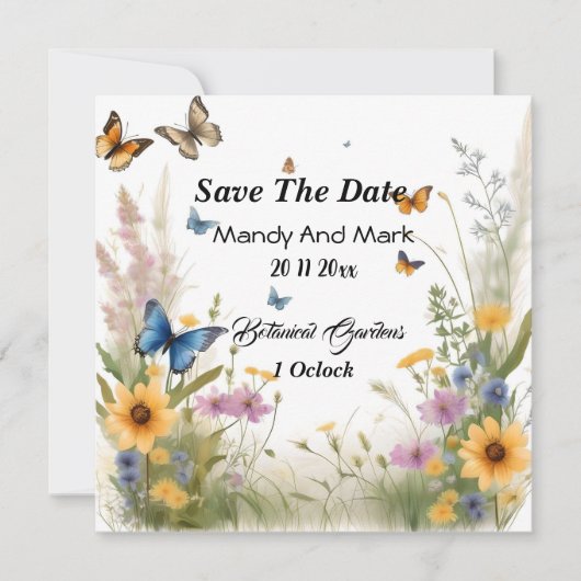 Wildblumen und Schmetterlinge, Save The Date (Vorderseite)