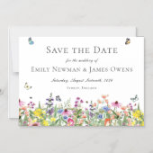 Wildblumen und Schmetterlinge Save the Date Magneteinladung (Vorderseite)