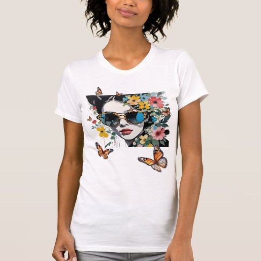 Wildblumen und Schmetterlinge T-Shirt (Vorderseite)