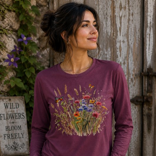 Wildblumen und Schmetterlinge Tri-Blend Shirt