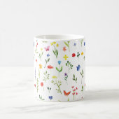 Wildblumen und Schmetterlinge Wasserfarben-Muster Kaffeetasse (Mittel)