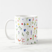 Wildblumen und Schmetterlinge Wasserfarben-Muster Kaffeetasse (Links)