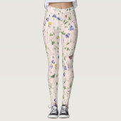 Wildblumen und Schmetterlinge Wasserfarben-Muster Leggings (Vorderseite)