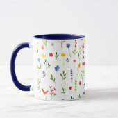Wildblumen und Schmetterlinge Wasserfarben-Muster Tasse (Links)