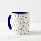 Wildblumen und Schmetterlinge Wasserfarben-Muster Tasse (Vorderseite Links)
