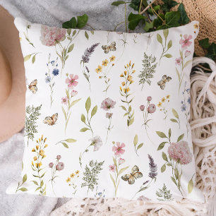 Wildblumen und Schmetterlingsfarbe Kissen