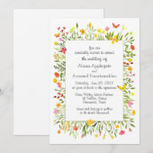 Wildblumen- und Schmetterlingshochzeit Einladung (Vorne/Hinten)