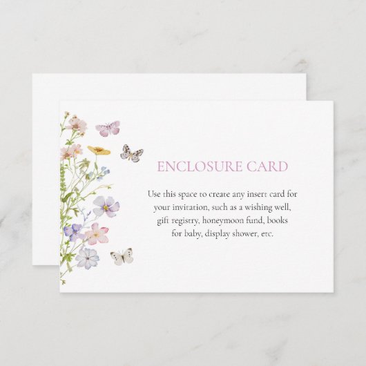 Wildblumen und Schmetterlingskarte Einladung (Vorne/Hinten)