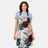 Wildblumen und Sonnenblumenmuster Monogramm weiß Schürze (Getragen)