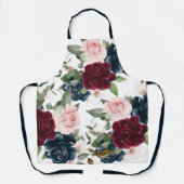 Wildblumen und Sonnenblumenmuster Monogramm weiß Schürze (Vorderseite)