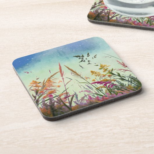 Wildblumen und Stars Getränkeuntersetzer (Linke Seite)