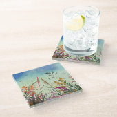 Wildblumen und Stars Glasuntersetzer (Schrägansicht)