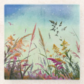 Wildblumen und Stars Glasuntersetzer (Vorderseite)