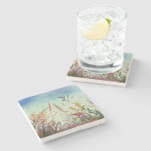 Wildblumen und Stars Steinuntersetzer (Seitenansicht)